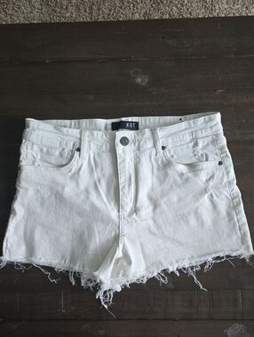 Kut from the Kloth White Frayed Denim Cutoff Shorts